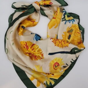 Pañuelo Estampado Flores Amarillas Tacto Seda