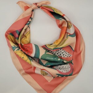 Pañuelo Rosa Estampado Frutas Tacto Raso